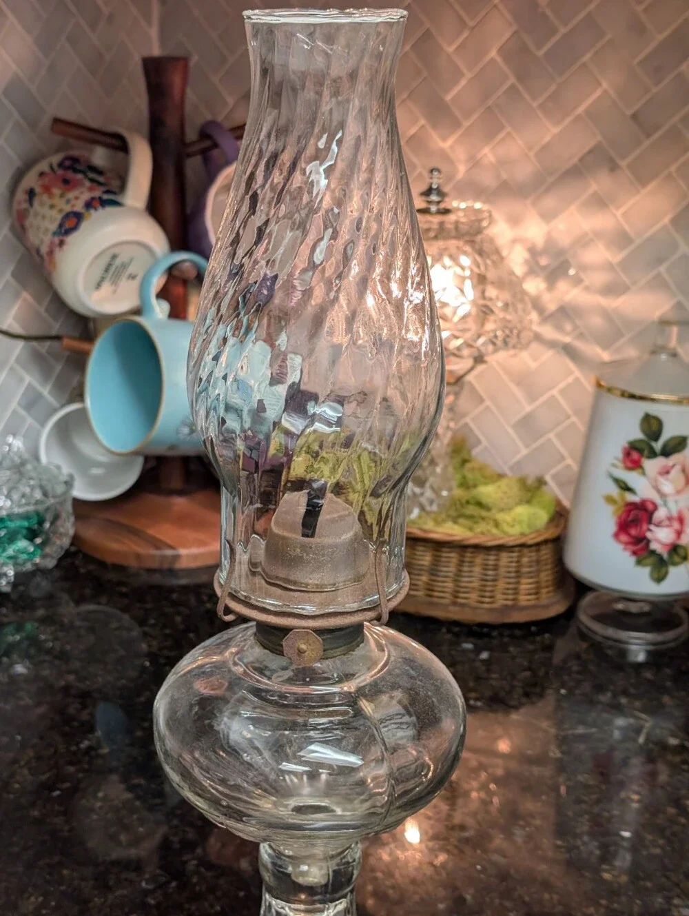 antique clear glass kerosene Lamp